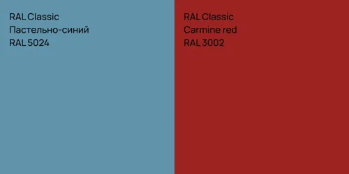 RAL 5024 Пастельно-синий vs RAL 3002  Carmine red
