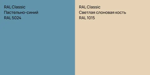 RAL 5024 Пастельно-синий vs RAL 1015 Светлая слоновая кость