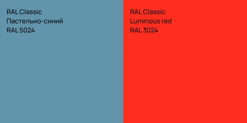 RAL 5024 Пастельно-синий vs RAL 3024  Luminous red