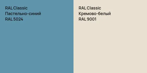 RAL 5024 Пастельно-синий vs RAL 9001 Кремово-белый