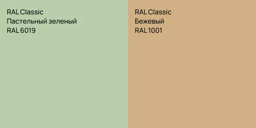 RAL 6019 Пастельный зеленый vs RAL 1001 Бежевый