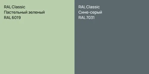 RAL 6019 Пастельный зеленый vs RAL 7031 Сине-серый