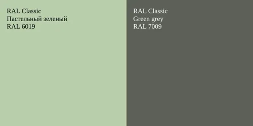 RAL 6019 Пастельный зеленый vs RAL 7009  Green grey