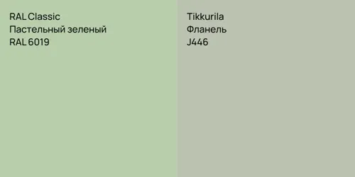 RAL 6019 Пастельный зеленый vs J446 Фланель