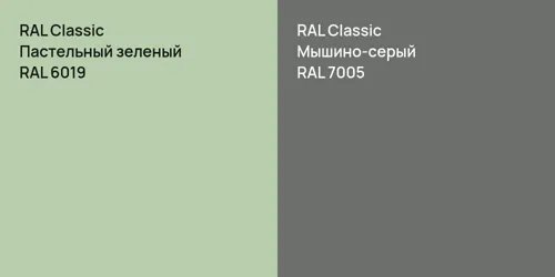 RAL 6019 Пастельный зеленый vs RAL 7005 Мышино-серый