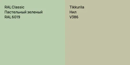 RAL 6019 Пастельный зеленый vs V386 Нил