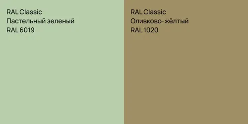RAL 6019 Пастельный зеленый vs RAL 1020 Оливково-жёлтый