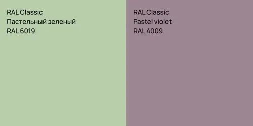 RAL 6019 Пастельный зеленый vs RAL 4009  Pastel violet