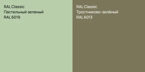 RAL 6019 Пастельный зеленый vs RAL 6013 Тростниково-зелёный