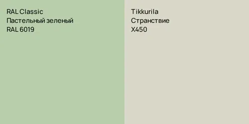 RAL 6019 Пастельный зеленый vs X450 Странствие