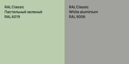 RAL 6019 Пастельный зеленый vs RAL 9006  White aluminium