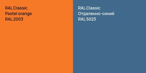 RAL 2003  Pastel orange vs RAL 5023 Отдаленно-синий