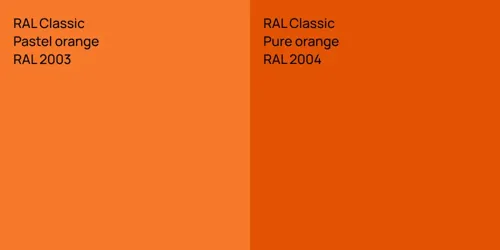 RAL 2003  Pastel orange vs RAL 2004  Pure orange
