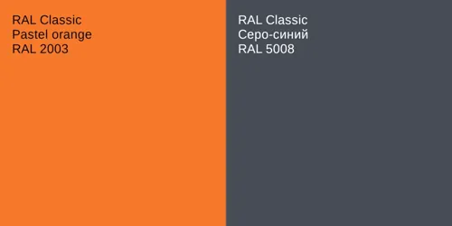 RAL 2003  Pastel orange vs RAL 5008 Серо-синий