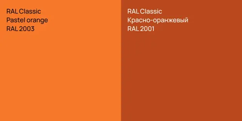 RAL 2003  Pastel orange vs RAL 2001 Красно-оранжевый