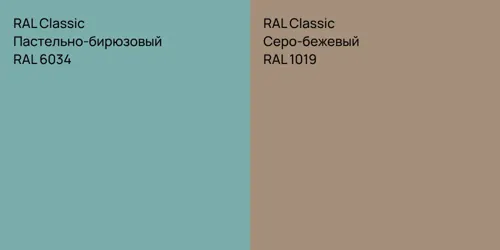RAL 6034 Пастельно-бирюзовый vs RAL 1019 Серо-бежевый