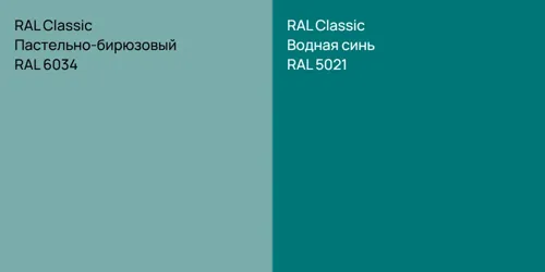 RAL 6034 Пастельно-бирюзовый vs RAL 5021 Водная синь