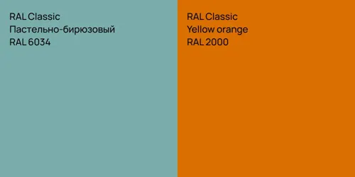 RAL 6034 Пастельно-бирюзовый vs RAL 2000  Yellow orange