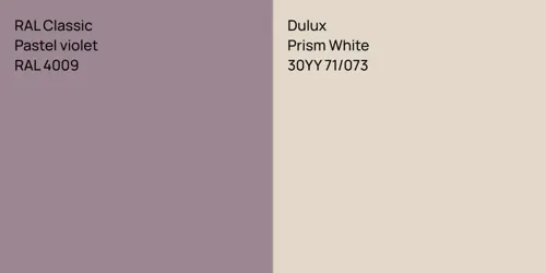 RAL 4009  Pastel violet vs 30YY 71/073 Prism White