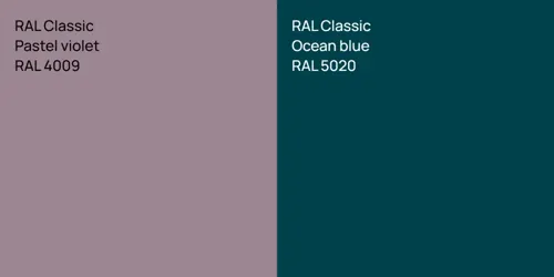 RAL 4009  Pastel violet vs RAL 5020  Ocean blue