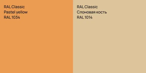 RAL 1034  Pastel yellow vs RAL 1014 Слоновая кость