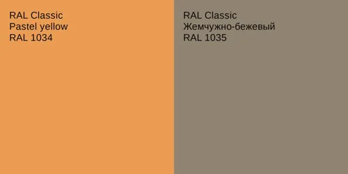 RAL 1034  Pastel yellow vs RAL 1035 Жемчужно-бежевый