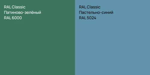 RAL 6000 Патиново-зелёный vs RAL 5024 Пастельно-синий