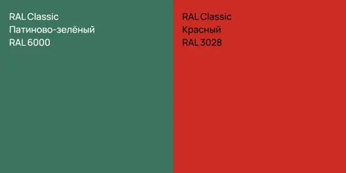RAL 6000 Патиново-зелёный vs RAL 3028 Красный