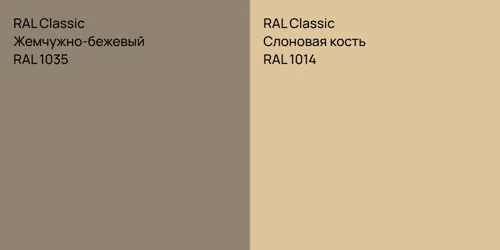RAL 1035 Жемчужно-бежевый vs RAL 1014 Слоновая кость