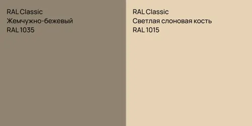 RAL 1035 Жемчужно-бежевый vs RAL 1015 Светлая слоновая кость