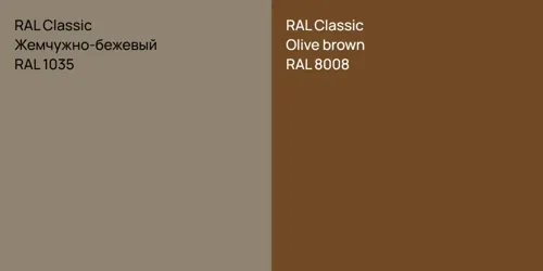 RAL 1035 Жемчужно-бежевый vs RAL 8008  Olive brown