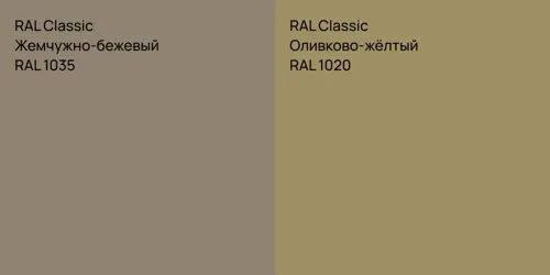 RAL 1035 Жемчужно-бежевый vs RAL 1020 Оливково-жёлтый