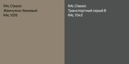 RAL 1035 Жемчужно-бежевый vs RAL 7043 Транспортный серый B