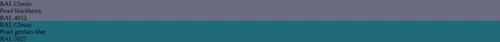 RAL 4012  Pearl blackberry vs RAL 5025  Pearl gentian blue