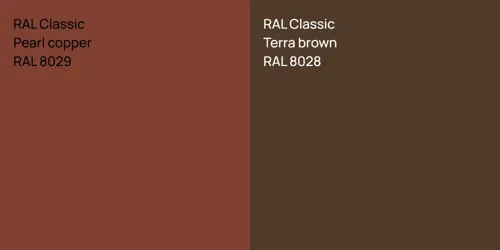 RAL 8029  Pearl copper vs RAL 8028  Terra brown