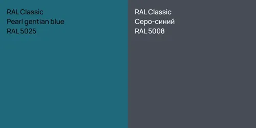 RAL 5025  Pearl gentian blue vs RAL 5008 Серо-синий