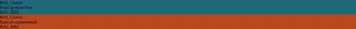 RAL 5025  Pearl gentian blue vs RAL 2001 Красно-оранжевый