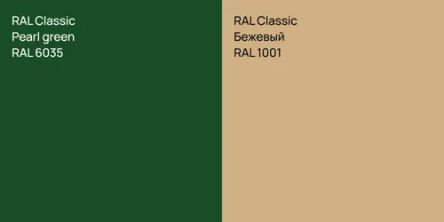 RAL 6035 Pearl green vs RAL 1001 Бежевый