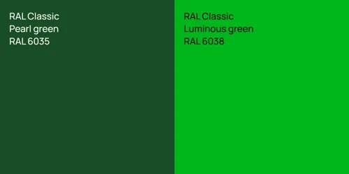 RAL 6035  Pearl green vs RAL 6038  Luminous green