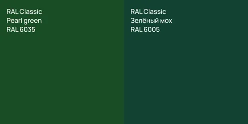 RAL 6035  Pearl green vs RAL 6005 Зелёный мох