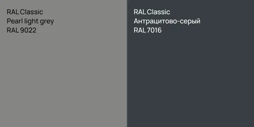 RAL 9022 Pearl light grey vs RAL 7016 Антрацитово-серый