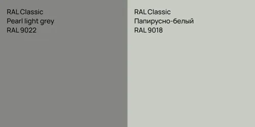 RAL 9022  Pearl light grey vs RAL 9018 Папирусно-белый