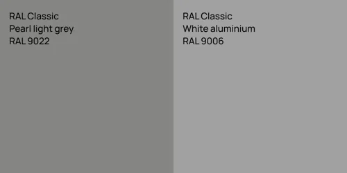 RAL 9022  Pearl light grey vs RAL 9006  White aluminium