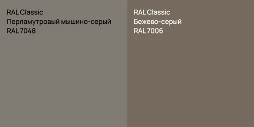 RAL 7048 Перламутровый мышино-серый vs RAL 7006 Бежево-серый