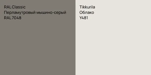 RAL 7048 Перламутровый мышино-серый vs Y481 Облако