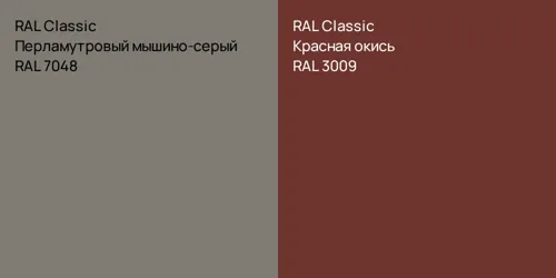 RAL 7048 Перламутровый мышино-серый vs RAL 3009 Красная окись