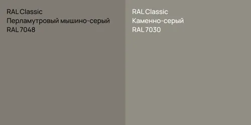 RAL 7048 Перламутровый мышино-серый vs RAL 7030 Каменно-серый