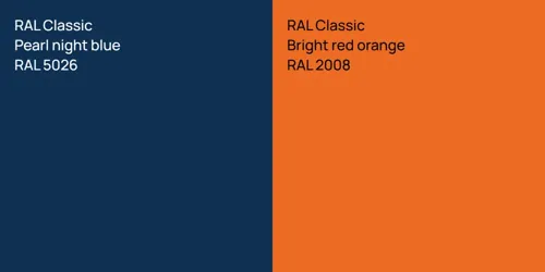 RAL 5026  Pearl night blue vs RAL 2008  Bright red orange
