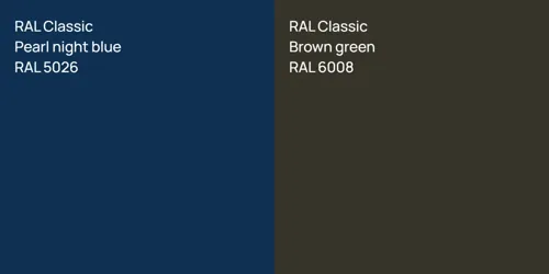 RAL 5026  Pearl night blue vs RAL 6008  Brown green