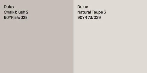 60YR 54/028 Chalk blush 2 vs 90YR 73/029 Natural Taupe 3